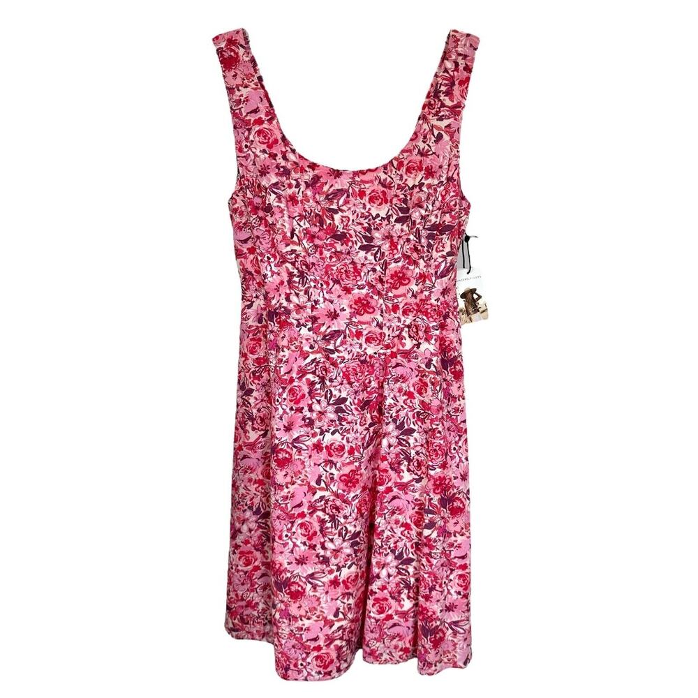 Sincerely Jules Junior's Linen Blend Floral Summer Dress Lined Size S Pink